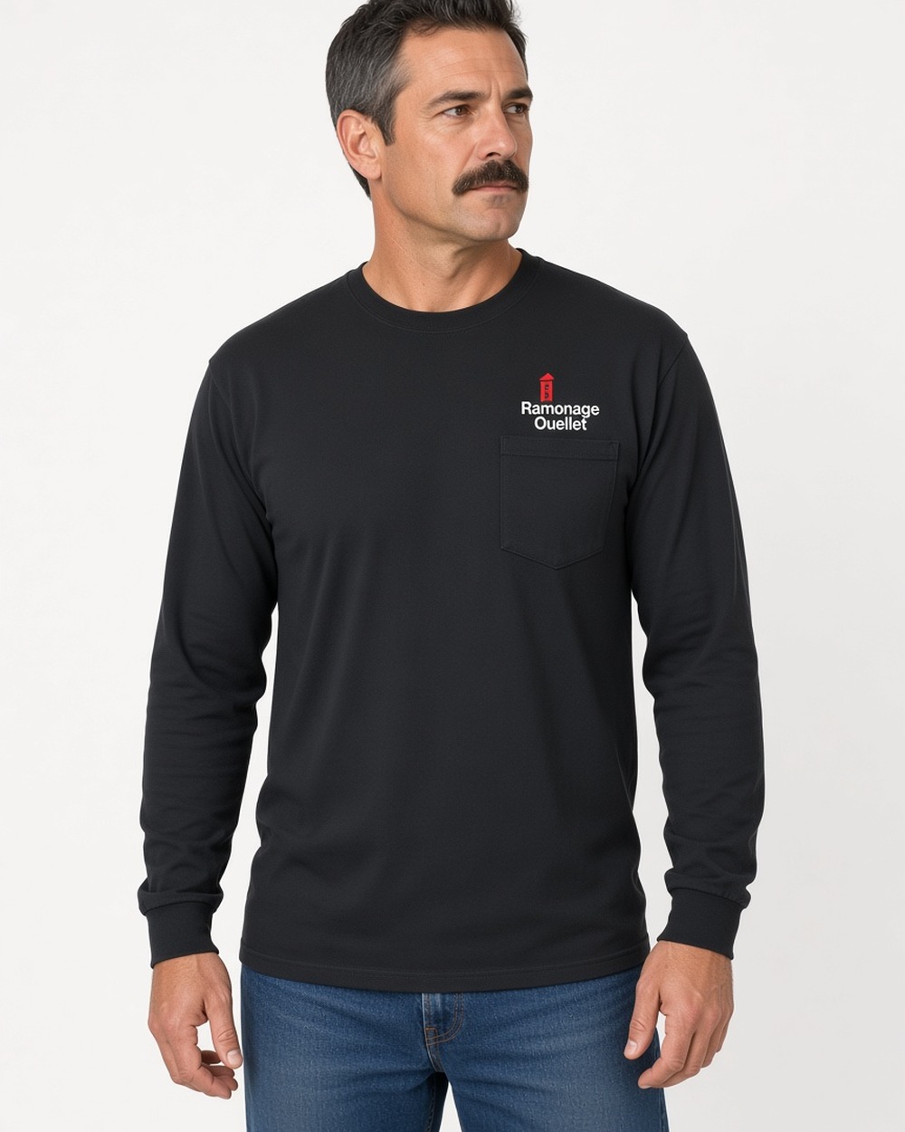 Gildan 2410 Ultra Cotton Long Sleeve Pocket T-shirt (unisex) — Black